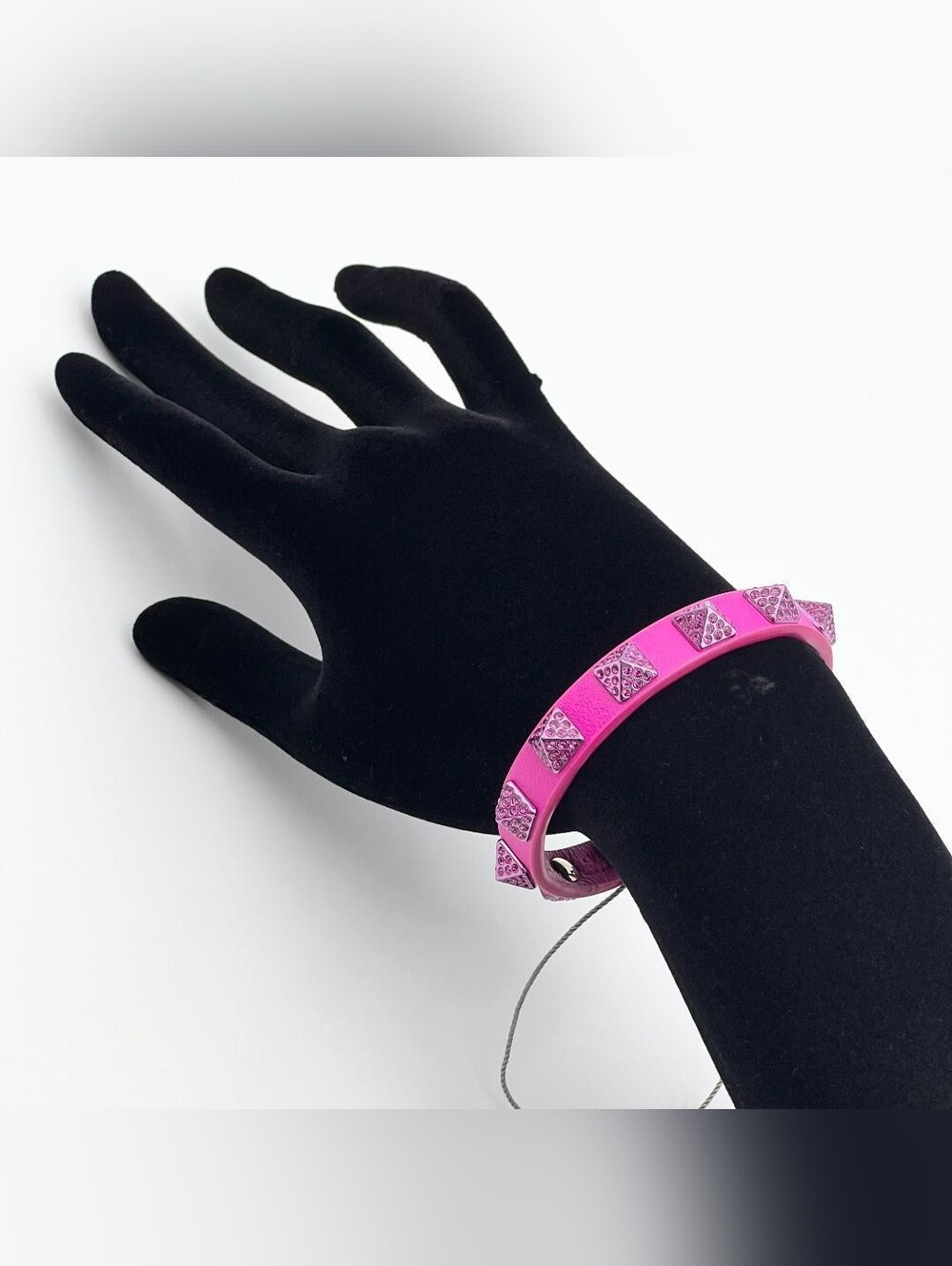 NWT Valentino Garavani Pink Crystal Leather Rockstud Bracelet! Rare, Full Incl.
